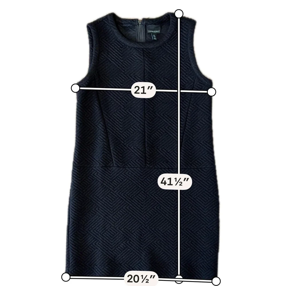 Cynthia‎ Rowley Black Textured Geometric Sleeveless Shift Dress Size 8 Crew Neck